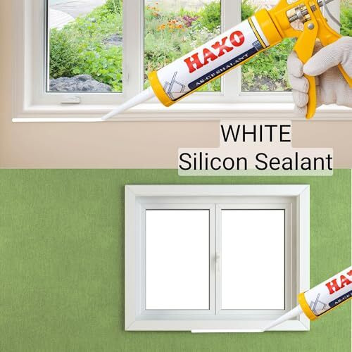 Haxo General Purpose White Silicone Sealant Adhesive Caulk With Diy Gun, Paintable, Weatherproof For General Sealing & Adhesion Application (White) 300Ml