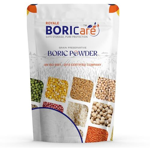 Boricare Boric Acid Powder, 400G Pack Of 1 For Grain Preservation, 99.5% Pure Boric Acid Powder, Multipurpose Boric Acid Powder For Rice, Pulse Preservation, Carrom Board Powder & Cockroach