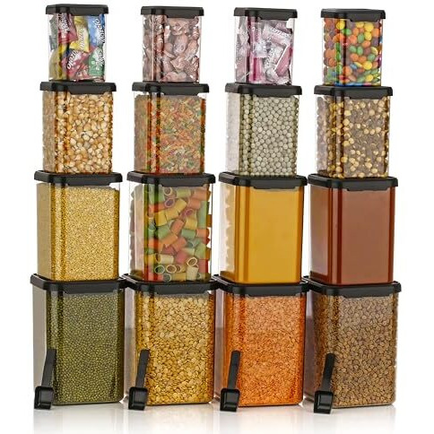 Matic Houseware Containers For Kitchen Storage Set, Bpa Container For Kitchen Storage Set, Kitchen Organizer And Kitchen Accessories Items & Storage (350Ml+650Ml+950Ml+1400Ml)(Set Of 16) (Plastic)