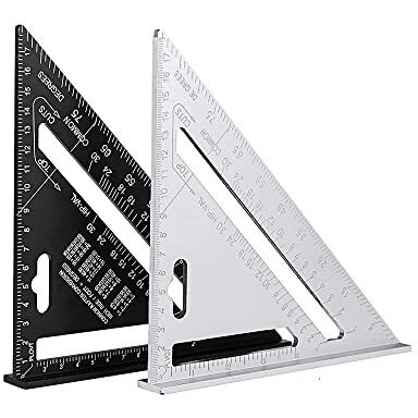 Marita Premium Aluminum Alloy Double Side 90 Degree Right Angle Triangle Scale Ruler With Metric Inch Measurement (Pack Of 1)