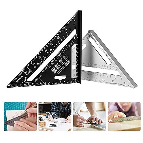 Marita Premium Aluminum Alloy Double Side 90 Degree Right Angle Triangle Scale Ruler With Metric Inch Measurement (Pack Of 1)