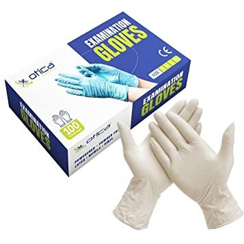 Otica Latex Hand Gloves|100 Pcs|Medical Grade 4G|White|Food Grade|Ce Approved|Non Sterile|Medical Examination|All-Purpose|Powdered|Cleaning|Examination Gloves Pack Of 100 (Medium)