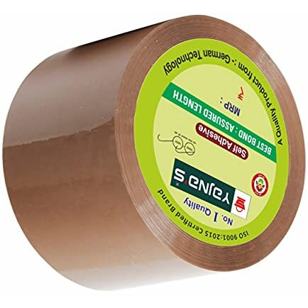 Yajnas Brown Bopp Tape Self Adhesive High-Strength Packing Tape Roll, Packaging Tape | Brown Cello Tape | E-Commerce Packaging Tape For Home, Office Use & Box Packaging (3 Inch, 100, 1)