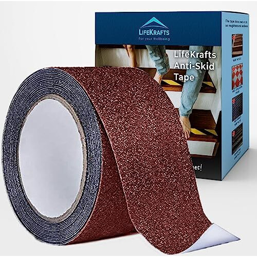 Lifekrafts Anti Skid Tape For Stairs Good Grip, Friction Anti Slip Tape For Slippery Floors, Staircase, Ramps, Indoor, Outdoor (10 M X 50 Mm, Brown)