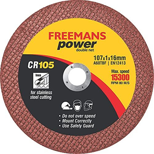 Freemans 4-Inch Double Net Cut Off Wheels For Metal And Stainless Steel Cutting Using Angle Grinder, Red - Pack Of 50 Pieces