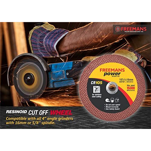 Freemans 4-Inch Double Net Cut Off Wheels For Metal And Stainless Steel Cutting Using Angle Grinder, Red - Pack Of 50 Pieces