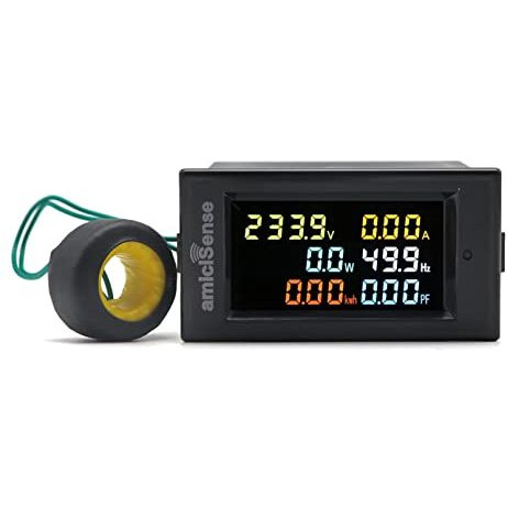 Amicisense Digital Energy Meter Single Phase 6 In 1, 40V-300V Ac 100A Power Meter With Multi-Colour Display (22Kw)