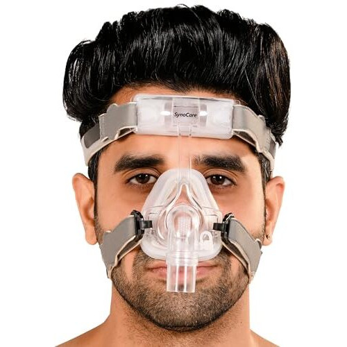 Synocare Cpap Mask For Cpap Machine For Sleep Apnea Nasal Cpap Type Face Mask Covers Nose Only Compatible To All Cpap Machine With Head Strap 100% Transparent (Large)