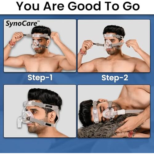 Synocare Cpap Mask For Cpap Machine For Sleep Apnea Nasal Cpap Type Face Mask Covers Nose Only Compatible To All Cpap Machine With Head Strap 100% Transparent (Large)