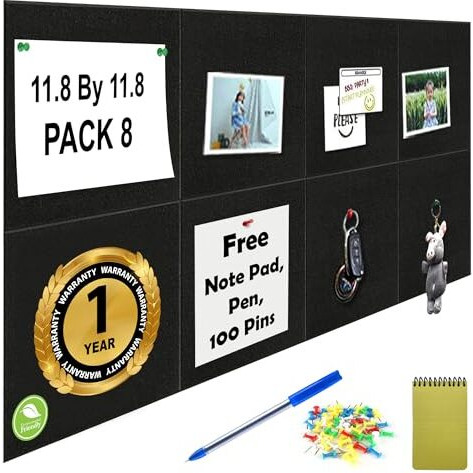 Axmon Notice Board For Home 8 Pcs Bulletin Board, Vision Board For Manifestation, Self-Adhesive Wall Boards, Message Board For Notes, Keys, Photos, Schedules For Office, Kitchen, Home