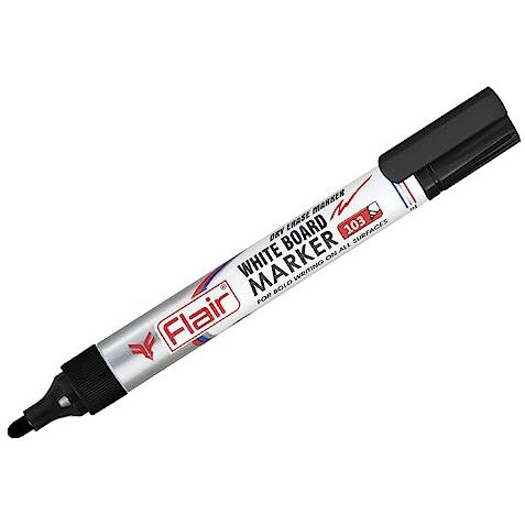 Flair Creative Series Dry Erase White Board Pen | Quick Drying Ink | Ideal For Whiteboard, Glass & Non-Porous Surface | Bright Ink Colors | 4 Shades Pouch Pack (Set Of 1)
