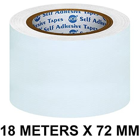 Vcr White Duct Tape - 18 Meters In Length 72Mm / 3" Width - 1 Roll Per Pack - Strong Book Binding Tape - Waterproof Heavy Duty Duct Tape