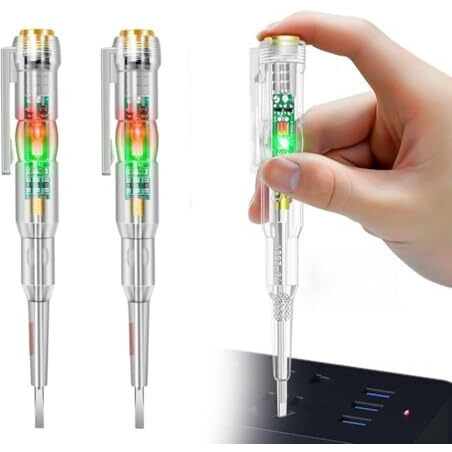 Sweezee 1 Pcs Electrical Tester Pen, 70-250V Induction Power Detector Pen Electrical Screwdriver Circuit Tester, Electrical Tester Pen With Led Color Light, Non-Contact Ac Voltage Tester Pen.