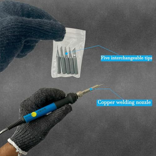 Inditrust New Complete Kit Of Soldering Iron With Adjustable Temp And 5X Bits Of Different Shapes 60W Temperature Controlled (Round Tip)