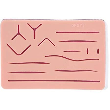 Opsys 3 Layer Large Suture Practice Pad With Wound, Advanced Silicone Suture Training Practice Pad With 14 Pre-Cut Wounds, Suture Practice Pad