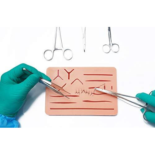 Opsys 3 Layer Large Suture Practice Pad With Wound, Advanced Silicone Suture Training Practice Pad With 14 Pre-Cut Wounds, Suture Practice Pad
