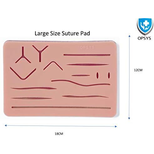 Opsys 3 Layer Large Suture Practice Pad With Wound, Advanced Silicone Suture Training Practice Pad With 14 Pre-Cut Wounds, Suture Practice Pad