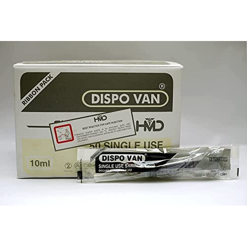 Dispo Van 10Ml Syringes With Needle, Single-Use, Sterile  Pack Of 50 | Leak-Proof And Biocompatible | Easy-To-Use For Safe And Precise Medical Applications
