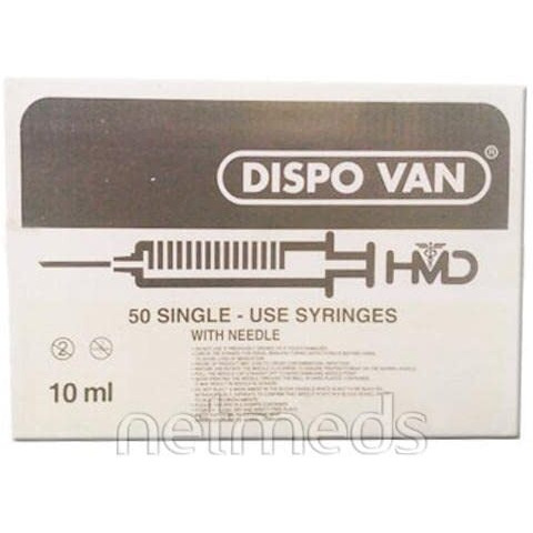 Dispo Van 10Ml Syringes With Needle, Single-Use, Sterile  Pack Of 50 | Leak-Proof And Biocompatible | Easy-To-Use For Safe And Precise Medical Applications