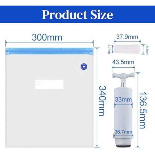Serplex 10Pcs For 3D Printer Filament Storage Bags With Manual Air Pump & 4 Sealing Clips 30X34Cm Reusable Vacuum Storage Bag For Pla Abs Petg Filaments Anti-Moisture Vacuum Filament Storage Bag