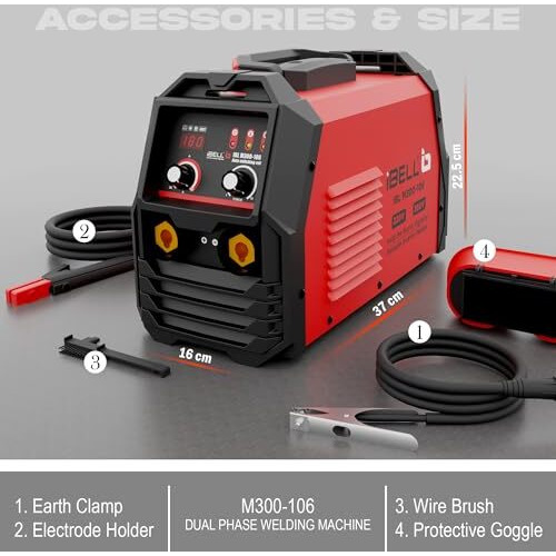 Ibell Dual-Phase 300A Inverter Arc Welding Machine, Ibl M300-106 220V Home & 380V Industrial Power, Igbt, Hot Start, Anti-Stick, Arc Force, Ideal For Diy & Industrial Welding, 2-Year Warranty