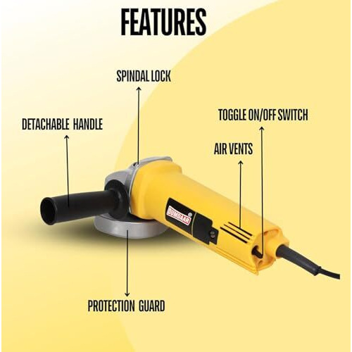 Inditrust Dumdaar Angle Grinder Machine 950W 100% Copper Winding 801 Model Machine (Yellow)