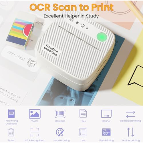 Zeitel Thermal Label Printer Sticker Printer Black On White Bluetooth Printer For Android & Ios System Label Printer With 13 Rolls Print Paper Portable Printer For Notes, Scrapbooking, Food Labels