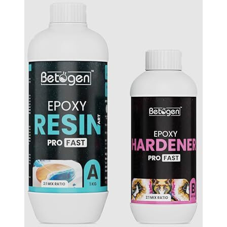 Betogen Epoxy 2  1 - Ratio Set Of 1.5Kg - Crystel Clear Finishing - 1Kg And 500Gm Set Used On Art And Craft, Diy, Begginers Resin Art Kit [ ResinS - 1Kg HardenerS - 500Gm ]
