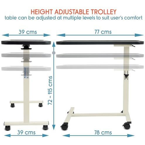 Kosmocare Height Adjustable Multipurpose Table Trolley (Hydraulic - Mahogany, Mahogany)