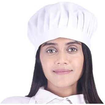 Switchon Polyester Chef's Unisex-Adult Solid Fabric Cap Cum Hat For Home And Hotel - White, 20.47 L X 15.8 W Inch.