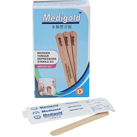 Kashi Surgicals Ks Sterile Standard Size Wooden Polished Smooth Edges Tongue Depressor Spatula - 100 Pieces (Sterile)