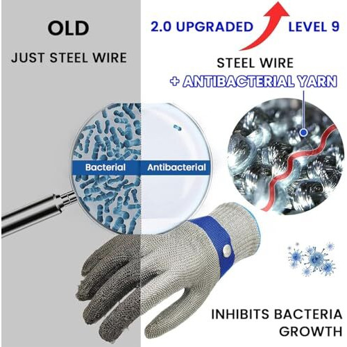 Hasthip 1 Pcs Stainless Steel Mesh Gloves, Anti-Cut Level-9 Protection Work Gloves, Adjustable Fit, Puncture Proof Safety Gloves For Processing, Fish Handling, Metal & Wood Work (Medium, Pack Of 1)