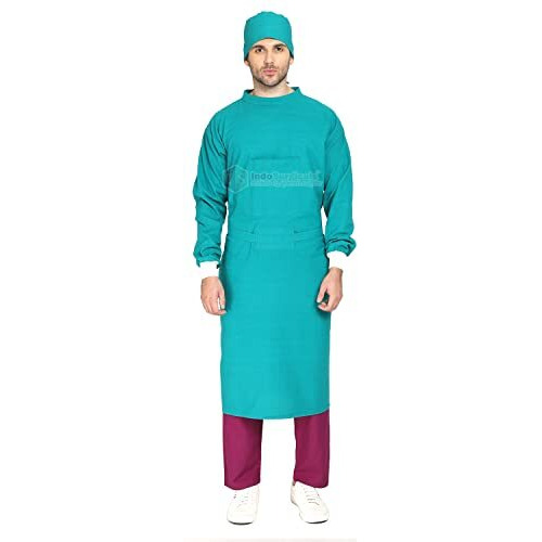 Is Indosurgicals Reusable Cotton Unisex Surgeons Gown Set With Face Mask And Cap (Green) - Pack Of 1