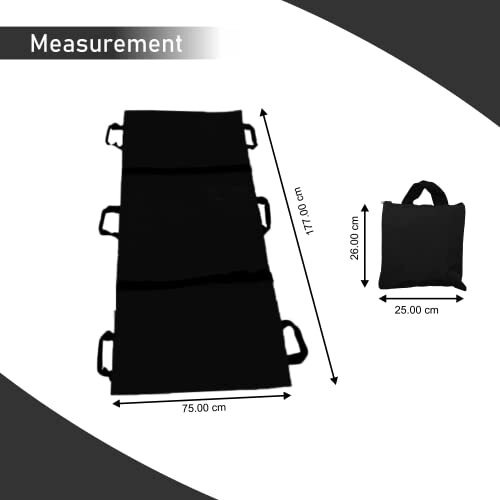 Otica Nylon Foldable Soft Stretcher With Safety Belt, Emergency Medical Portable Stretcher For Patient, Foldable Patient Transport Stretcher With Handle With Carrying Bag (Black), 1 Count (Pack Of 1)