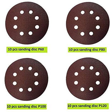 Inditrust 40Pc Round Sand Paper Sanding Disc For Orbital Sander 5-Inch - P60, P80, P100, P120