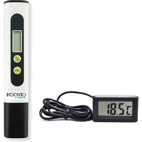 Konvio Neer Imported Tds Meter, Total Dissolved Solids Meter, Water Quality Tester With Mini Lcd Digital Temperature Meter Sensor Wired For Room Temperature Aquarium Portable Meter