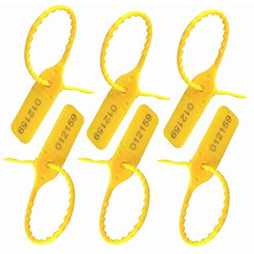 Raibex Container Seal Security Seal Tag Grip Seal Security Tag Courier Tag Pull Tight Safety Tag Small Size (8 Inches) 100 Pcs (Yellow)