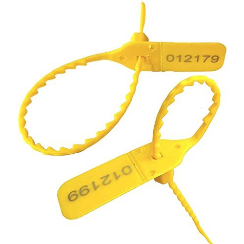 Raibex Container Seal Security Seal Tag Grip Seal Security Tag Courier Tag Pull Tight Safety Tag Small Size (8 Inches) 100 Pcs (Yellow)