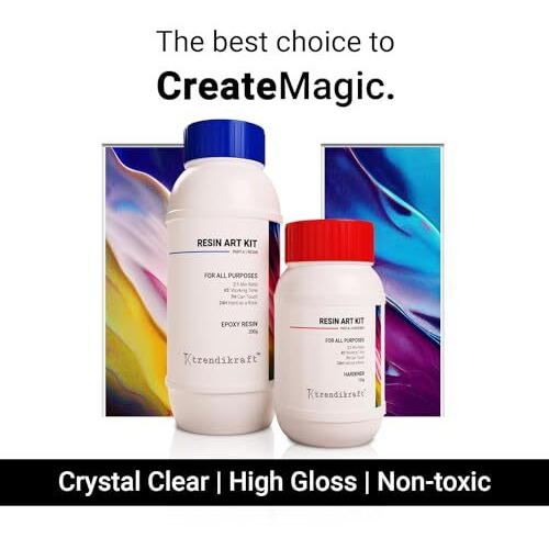 Trendikraft 21 300 Gm Crystal Clear Epoxy Resin Art Kit With Liquid Hardener Raisins Art & Craft Material For Beginners Artists Diy Activities With High Gloss, Odour Free, Bubble Free Smooth Rasin