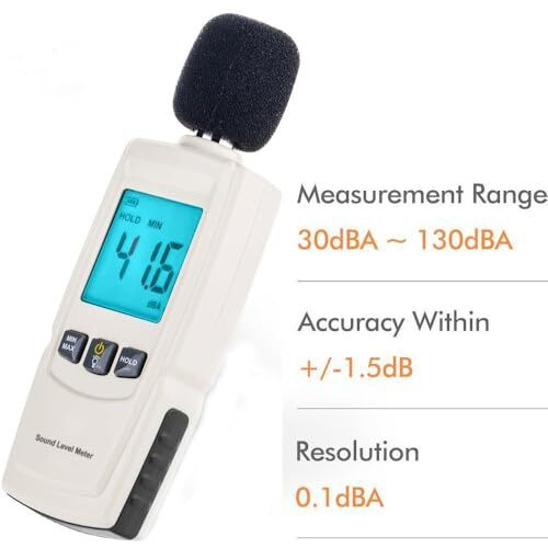 Mcp Sound Decibel Meter, Mcp Digital Mini Sound Pressure Level Meter, Audio Noise Measurement 30-130Dba,Max/Min Hold,Auto Backlight Display