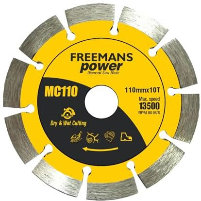 Freemans Mc110 Power Diamond Cutting Blade - 4 Inch/110Mm X 10T For Marble, Stone, Concrete Cutting (Pack Of 1) Cutting Wheel
