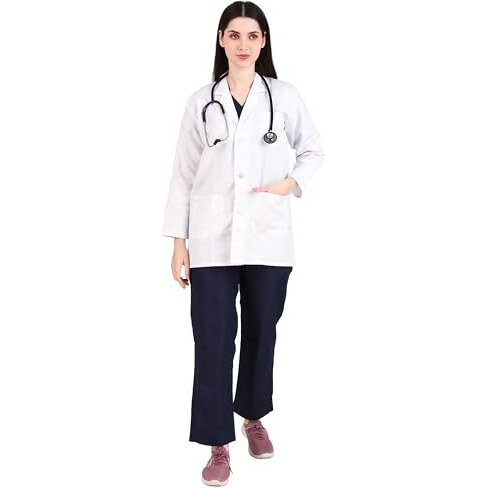 Medimarche Women's Lab Coat For Doctors And Medical Students| Cotton Long Sleeves Medical Apron | 3 Pockets | Uniform For Doctors