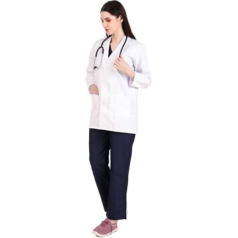 Medimarche Women's Lab Coat For Doctors And Medical Students| Cotton Long Sleeves Medical Apron | 3 Pockets | Uniform For Doctors