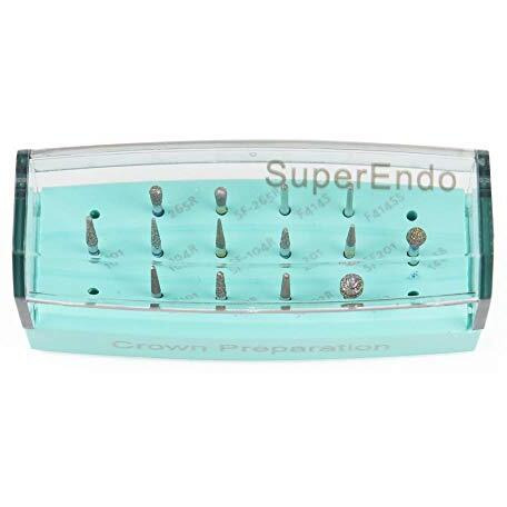Superendo Crown Preparation Bur Kit | Diamond Burs With Silicon Inside (14 Burs)