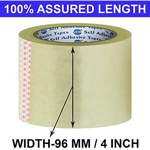 Vcr Self Adhesive Transparent Cello Tape - 35 Meters In Length - 96Mm / 4" Width - 1 Roll Per Pack - Bopp Industrial Packaging Tape For E-Commerce Box Packing, Office And Home Use