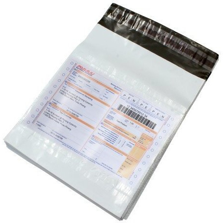 Securement Tamper Proof Polybags/Pouches With Sealking Pod, 60 Micron, 10 Inch X 12 Inch, White And Black, Pack Of 500