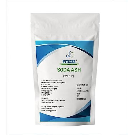 Vitszee Soda Ash Powder 1000Gm For Multiperpose Uses Glass Manufacturing,Cleaning Agent, Water Treatment, Ph Regulation, Detergent Additive, Industrial Chemical