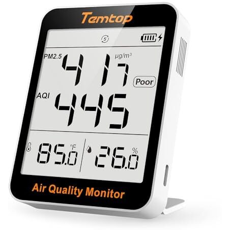 Temtop Indoor Thermometer Air Quality Monitor Beyond Temperature Humidity Meter, Digital Hygro-Thermometer Gauge With Aqi Detector