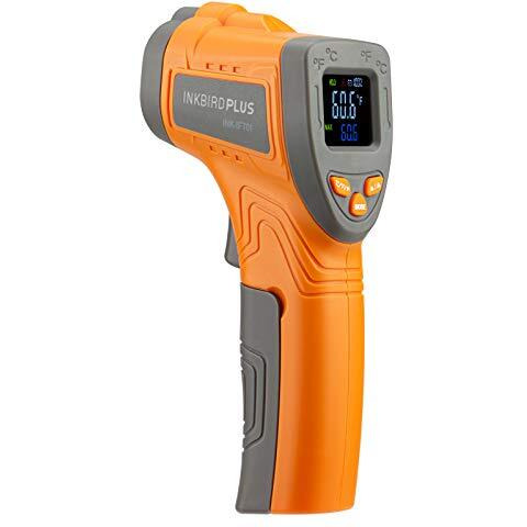 Inkbird Ink-Ift01 Infrared Thermometer Non-Contact Digital Laser Temperature Gun With Adjustable Emissivity And Max Measure Instant Read Thermometer For Cooking Barbecue Automotive And Industrial
