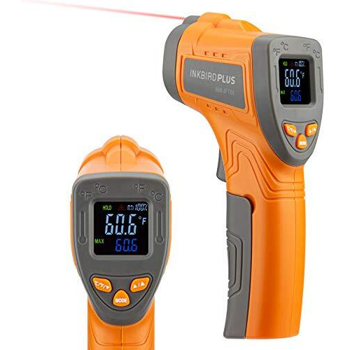 Inkbird Ink-Ift01 Infrared Thermometer Non-Contact Digital Laser Temperature Gun With Adjustable Emissivity And Max Measure Instant Read Thermometer For Cooking Barbecue Automotive And Industrial